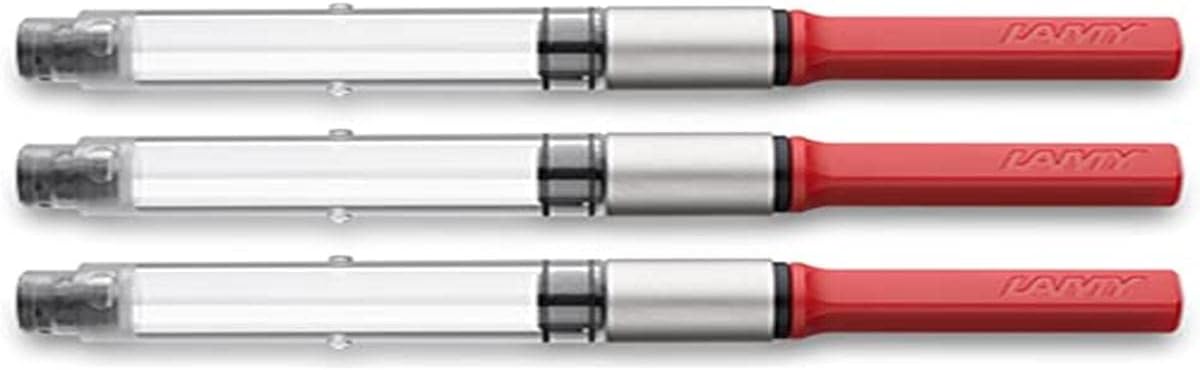 Lamy Z28 converter in red (3 pcs) fountain pens abc, safari, joy, AL-star, Lx, nexx - for use with ink bottles - replacement for ink cartridges