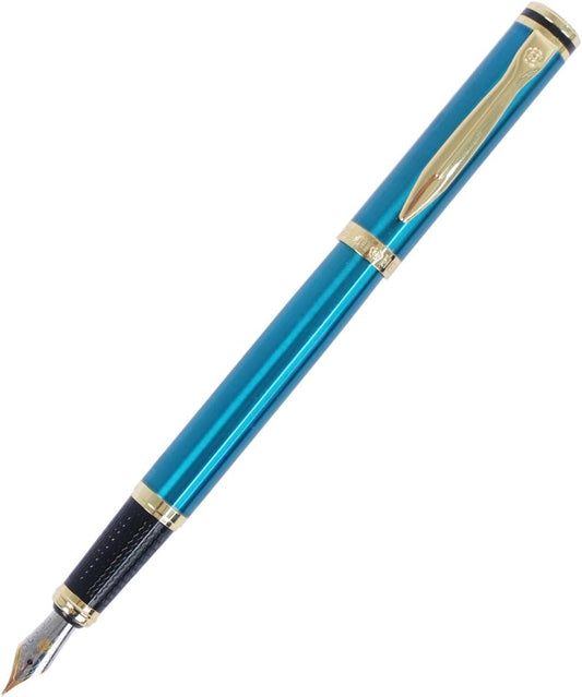 HERO 6177 Green Metal Fountain Pen, 0.5mm Smooth Iridium Fine Nib, Rotary Ink Converter Included, Fits 3.4mm Standard Ink Cartridges (Cartridges NOT Included), Writing Pen for Office & Journaling