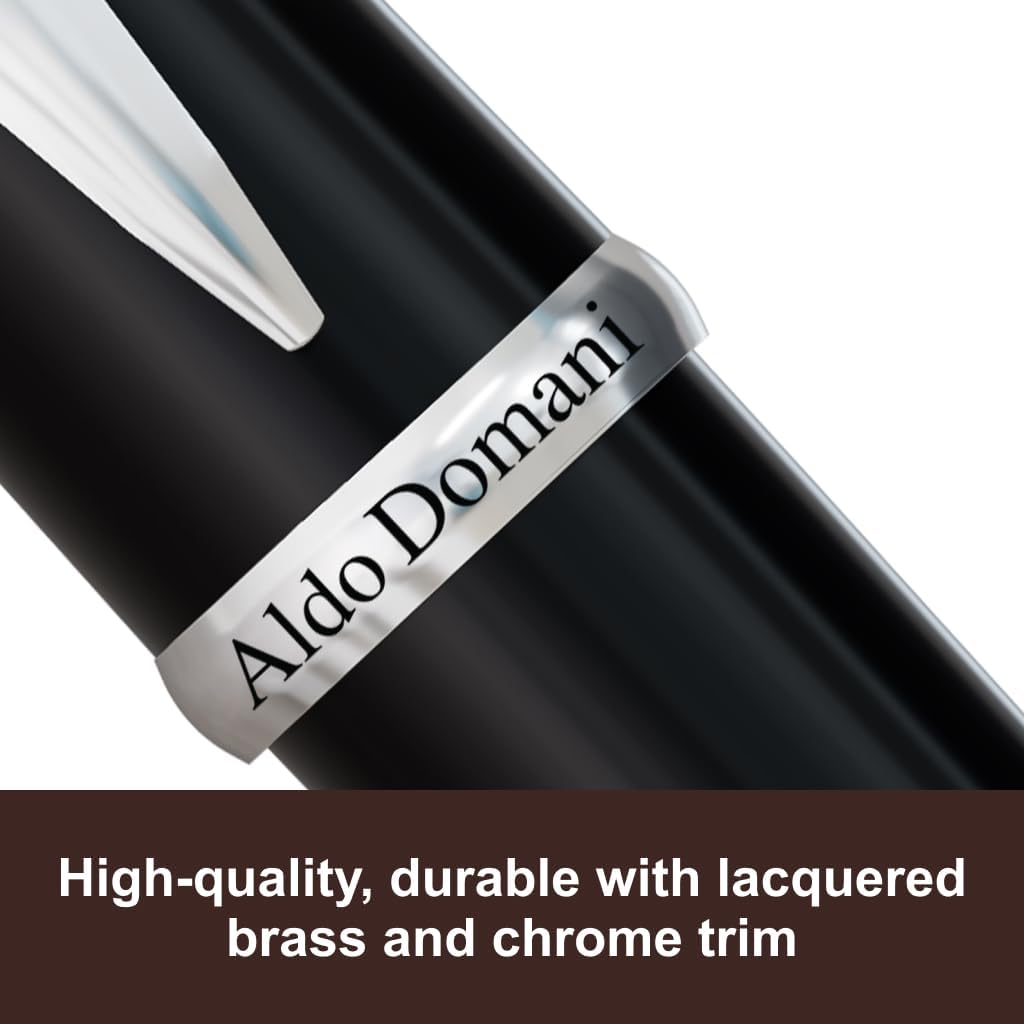 Monteverde USA Aldo Domani Fountain Pen Black – Medium Nib – Free Ink Bottle, Converter & Cartridges – Smooth JoWo German Nib – Elegant Gift Pen in Box