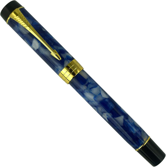 Jinhao Century Series 100 Fountain Pen, Dark Blue Marble, 18KGP Fine Nib With Ink Converter, Arrow Clip, Gift Box