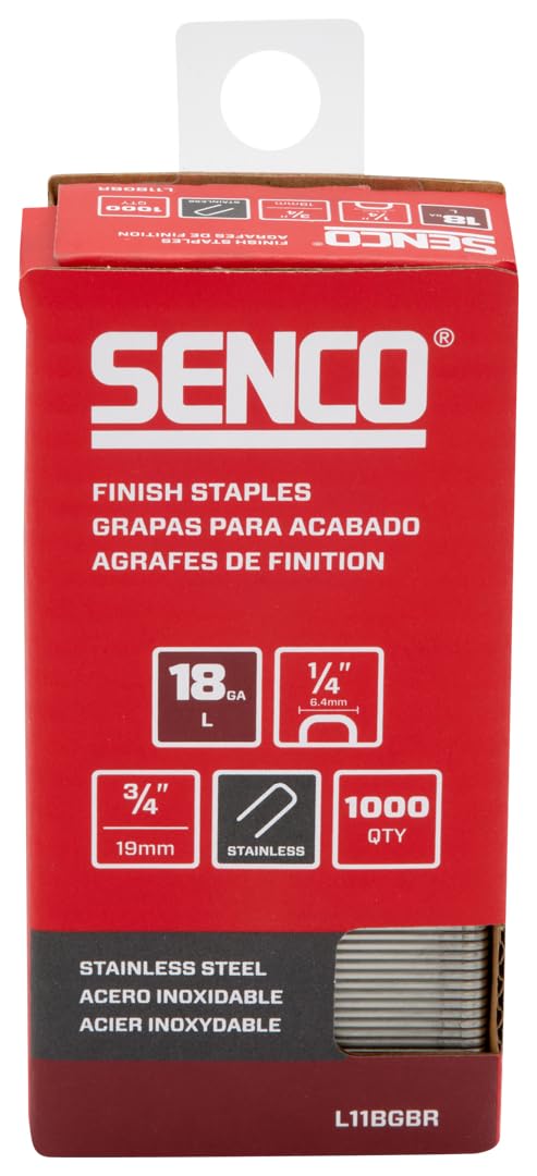 SENCO Collated Medium Wire Staples, Stainless Steel, 18GA(L11BGBR) 1,000 bx