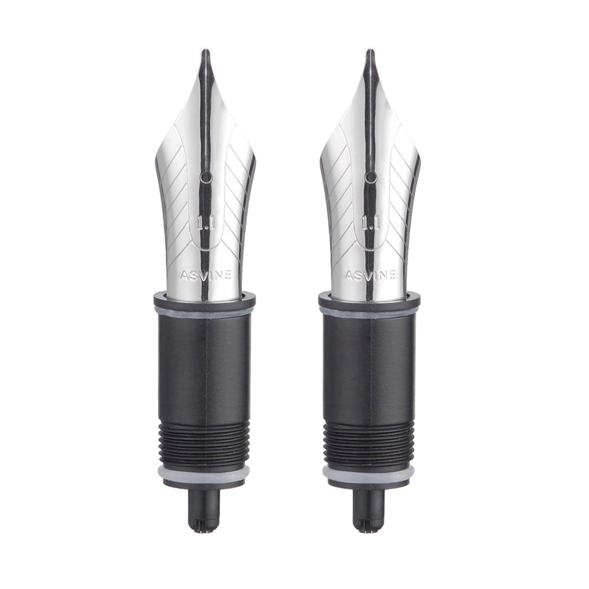 Asvine Set of 2 Number 8 Fountain Pen Replacement 1.1 Stub Nib - Compatible with C2000, V800 and C80- Gold