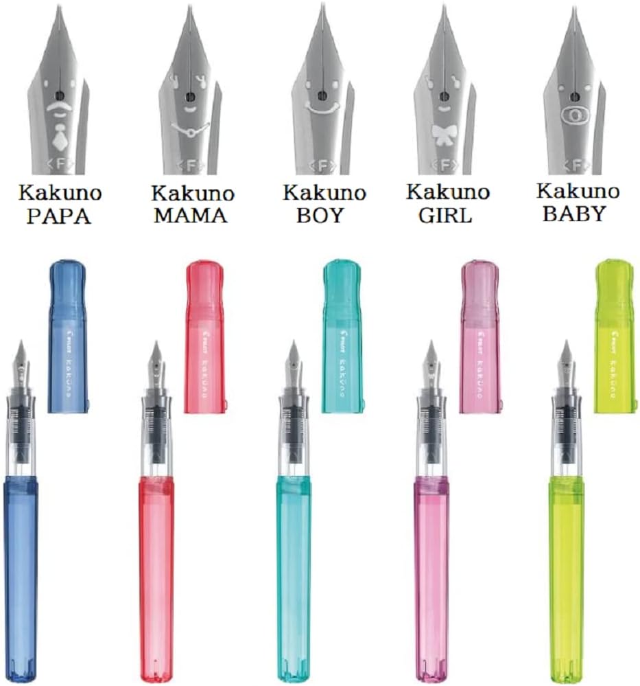 Pilot Fountain Pen Kakuno Family Series Kakuno Baby Clear Yellow Medium Point FKA-1SR-KBAY-M With Kanji LOVE Sticker, 5.15 x 0.59 x 0.78 in