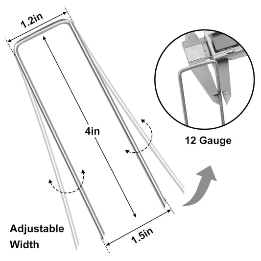 HongWay 500 Pack Landscape Staples 4 Inch, Galvanized Garden Stakes