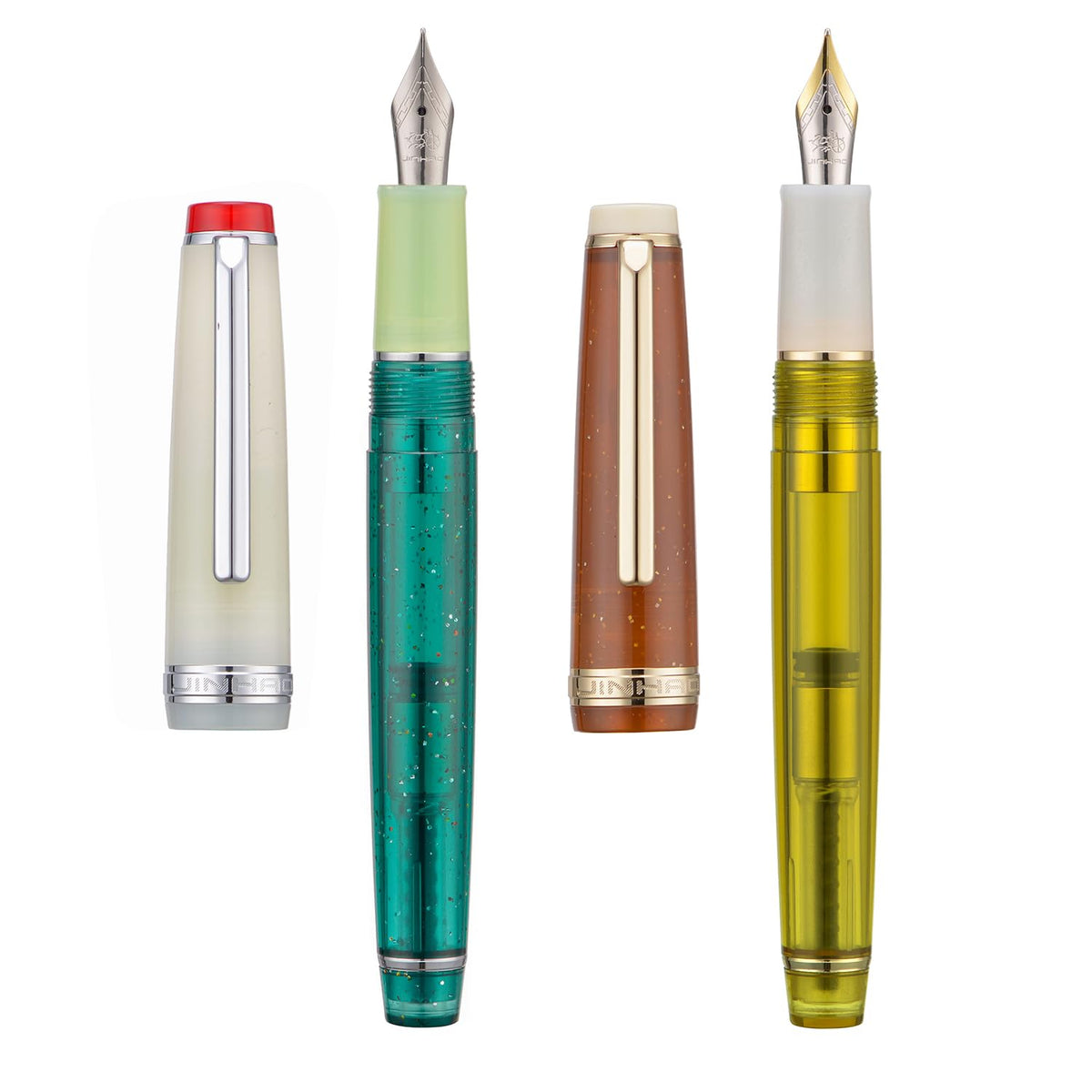 2PCS Jinhao 82 Fountain Pen Extra Fine Nib & Fine Nib with Converter, Mixed Morandi Gold Trim Writing Pen Set