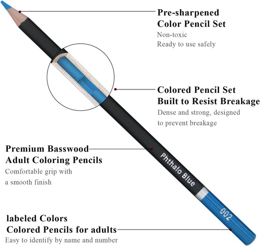 Yagol Colored Pencils for Adult Coloring Books, 72 Color Pencil Set in Tube