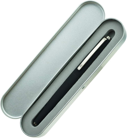 Hongdian 517D Matte Black Fountain Pen Stell Fine Point, Warrior Series, Classic Design with Converter and Metal Case