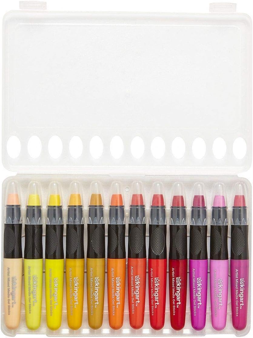 KINGART Mixed Media Gel Stick Crayons, Vibrant, Set of 48-Colors