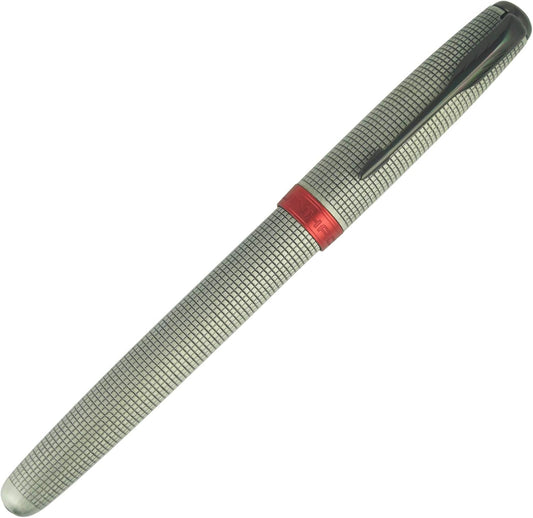Jinhao HongYun 75 Fountain Pen, Chiseled Silver, Fine Nib With Ink Converter, Dark grew Trim, Gift Box