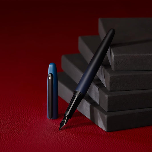 Sheaffer VFM Fountain Pen | E9429 Matt Blue with Black Trims with PVD | Fine Nib with Converter | Premium Fountain Pen