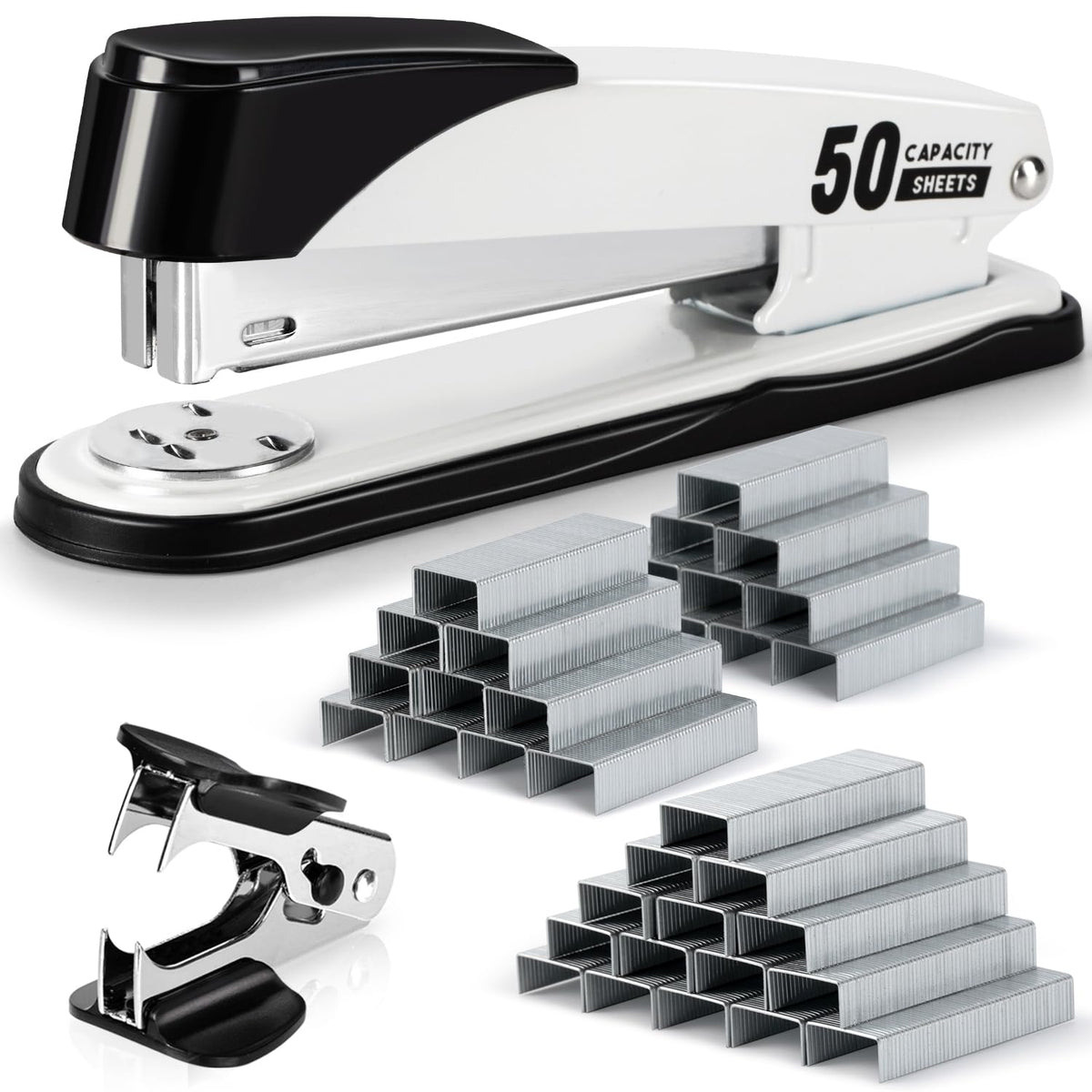 Deli Stapler Heavy Duty, 2000 Staples and Staple Remover, Black