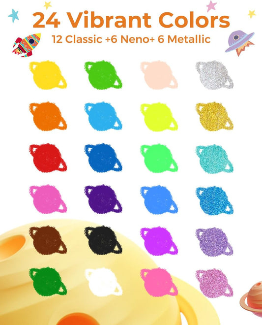JUPITEARTH 24 Colors Twist Crayons for Toddlers 1-3, Non-Toxic, Washable