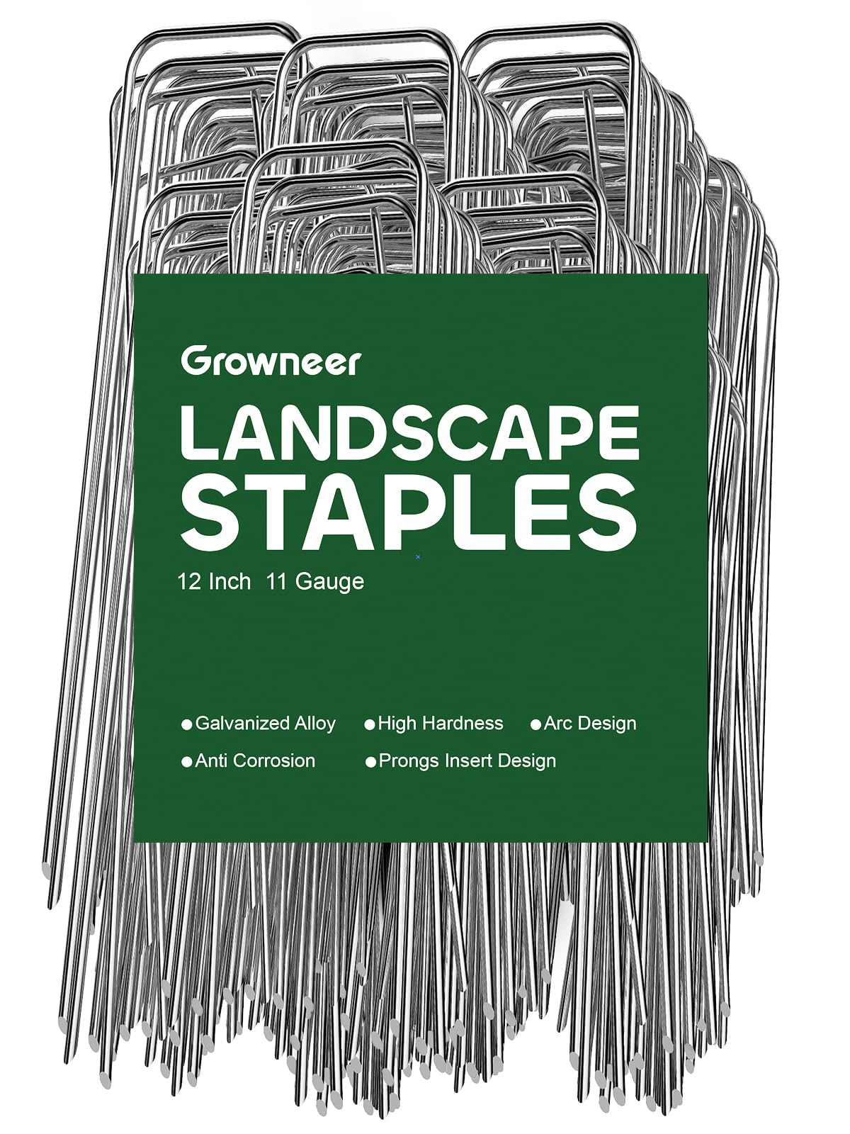 GROWNEER 100 Pack Landscape Staples 6 inch Galvanized Steel Garden Stakes