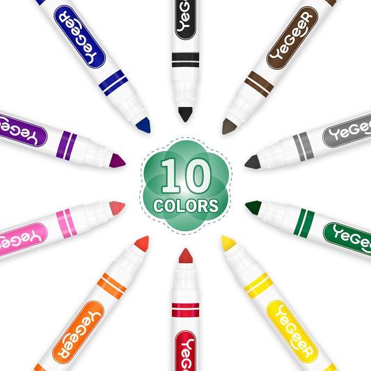 YEGEER 240 Count Washable Markers Bulk – 10 Assorted Colors, Broad Tip Markers for Kids, School and Teacher Classroom Supplies, Perfect for Art and Coloring.(240)