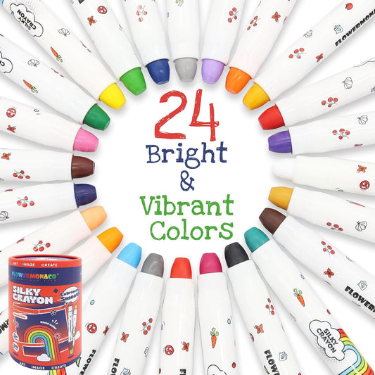 Lebze Washable Jumbo Crayons, 24 Colors Non-Toxic Crayons Gift for Kids