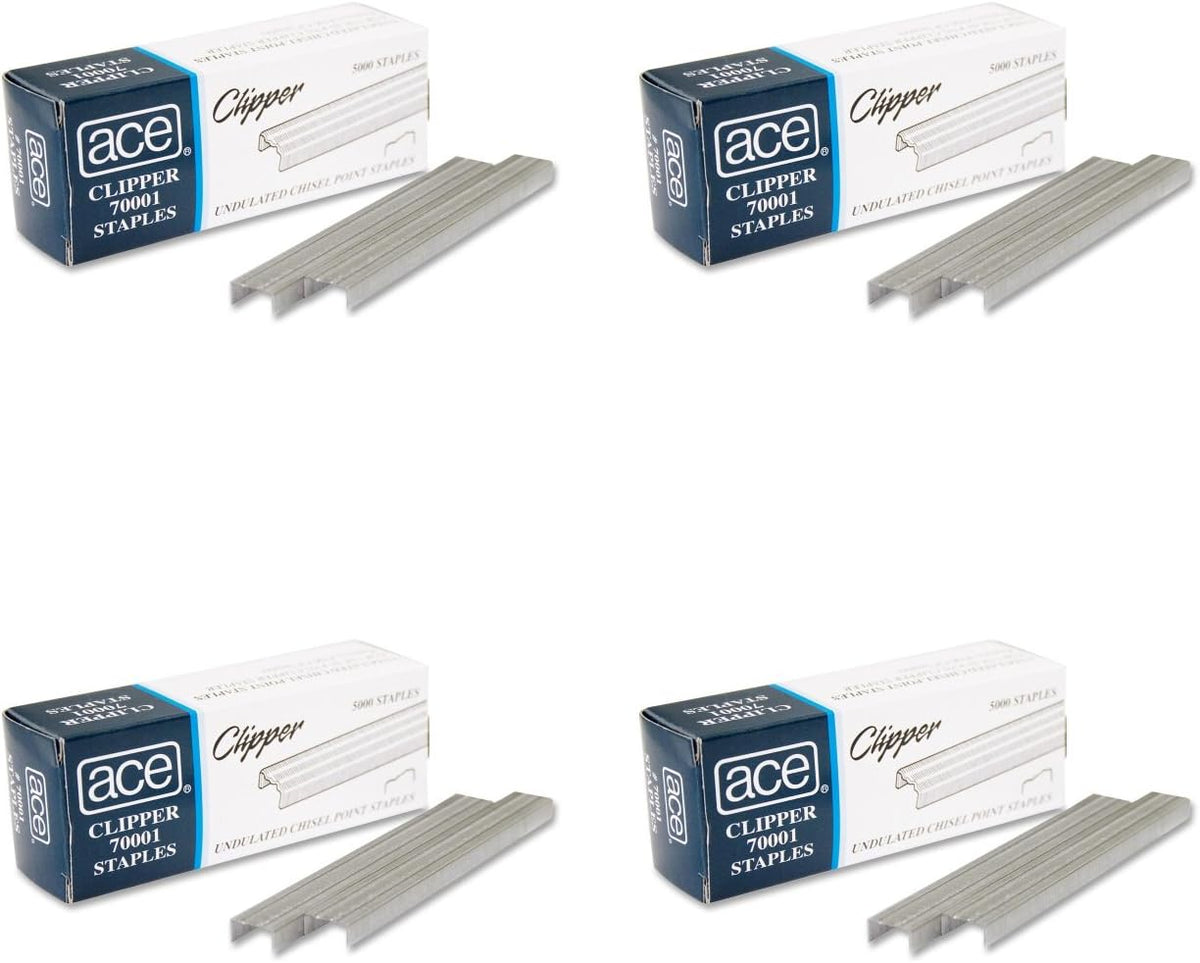 Ace Office Products 70001 Staples, Undulated, For 07020 Clipper Plier, 5000/BX, 4 Packs