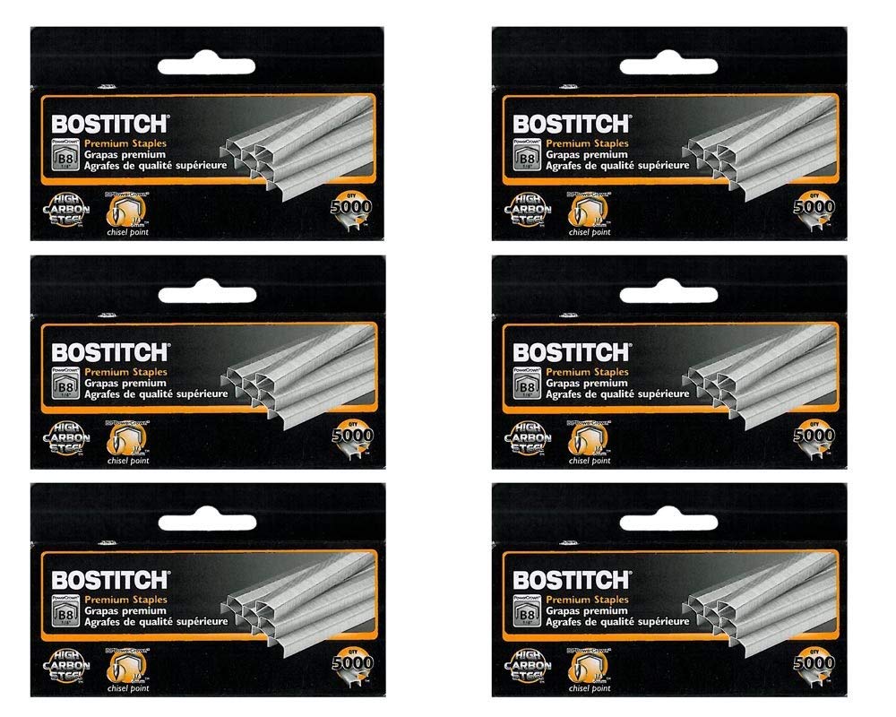Value Pack of 6 Boxes Stanley Bostitch B8 Powercrown Premium 1/4" Staples (Stcrp21151/4) (2-Pack)