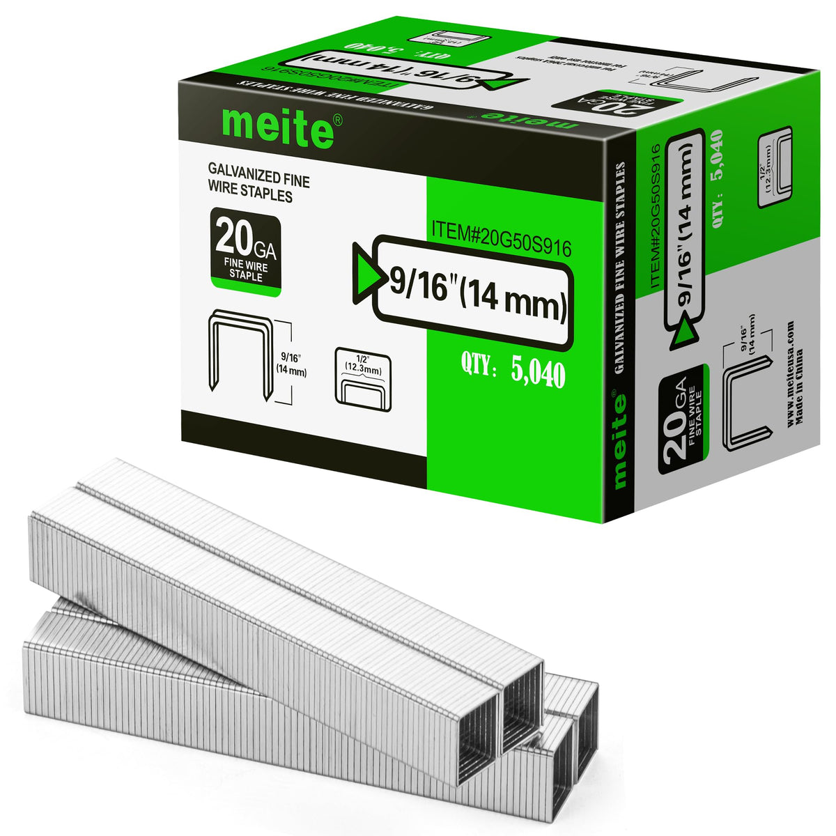 meite 20 Gauge Staples, 1/2" (12.5mm) Crown, 1/2-Inch Length, 15,120 PCS
