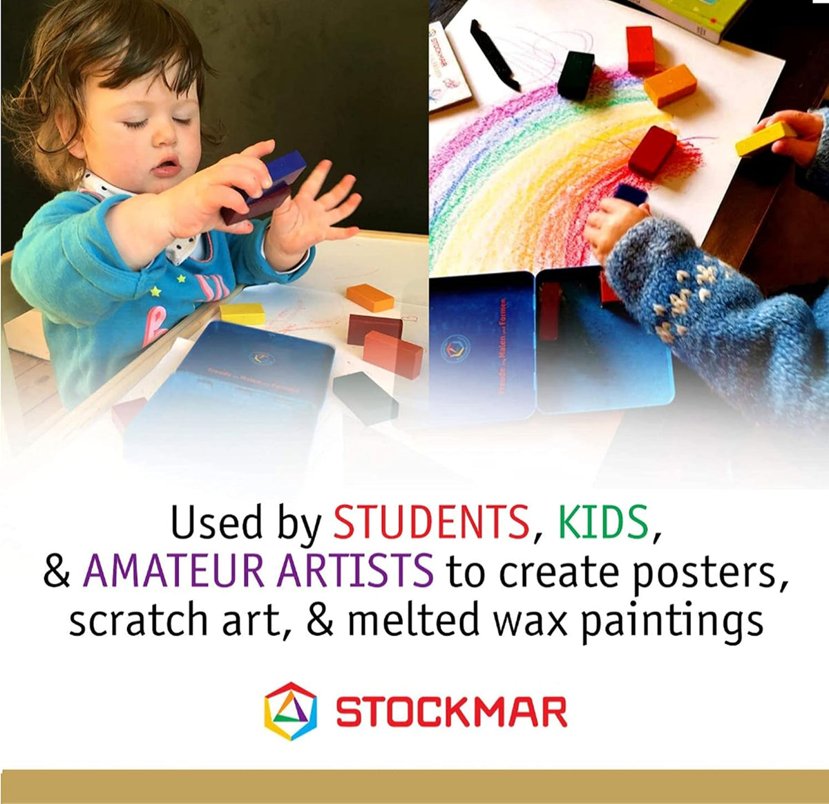 Stockmar Beeswax Stick Crayons – Set of 16 Artist-Grade Drawing Media, Non-Toxic Beeswax Crayons for Art Projects, Crafting, Walforf Art Supplies, Creative Drawing, Includes Storage Tin