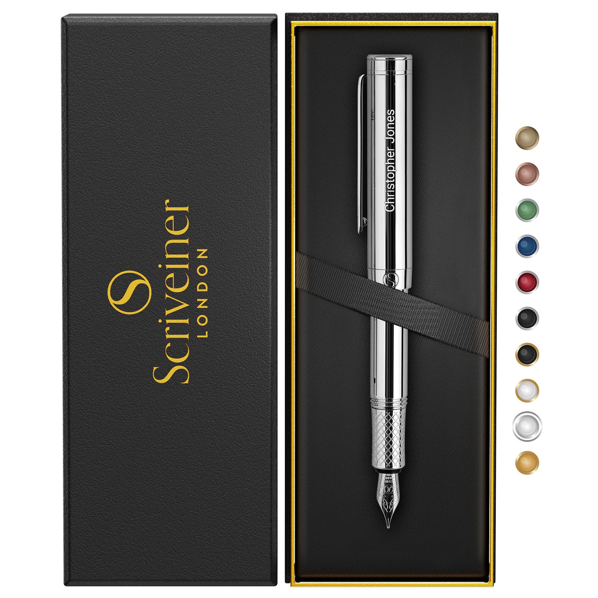 Scriveiner Gold Pocket Fountain Pen, Superb Luxury Pen Gift for Men & Women