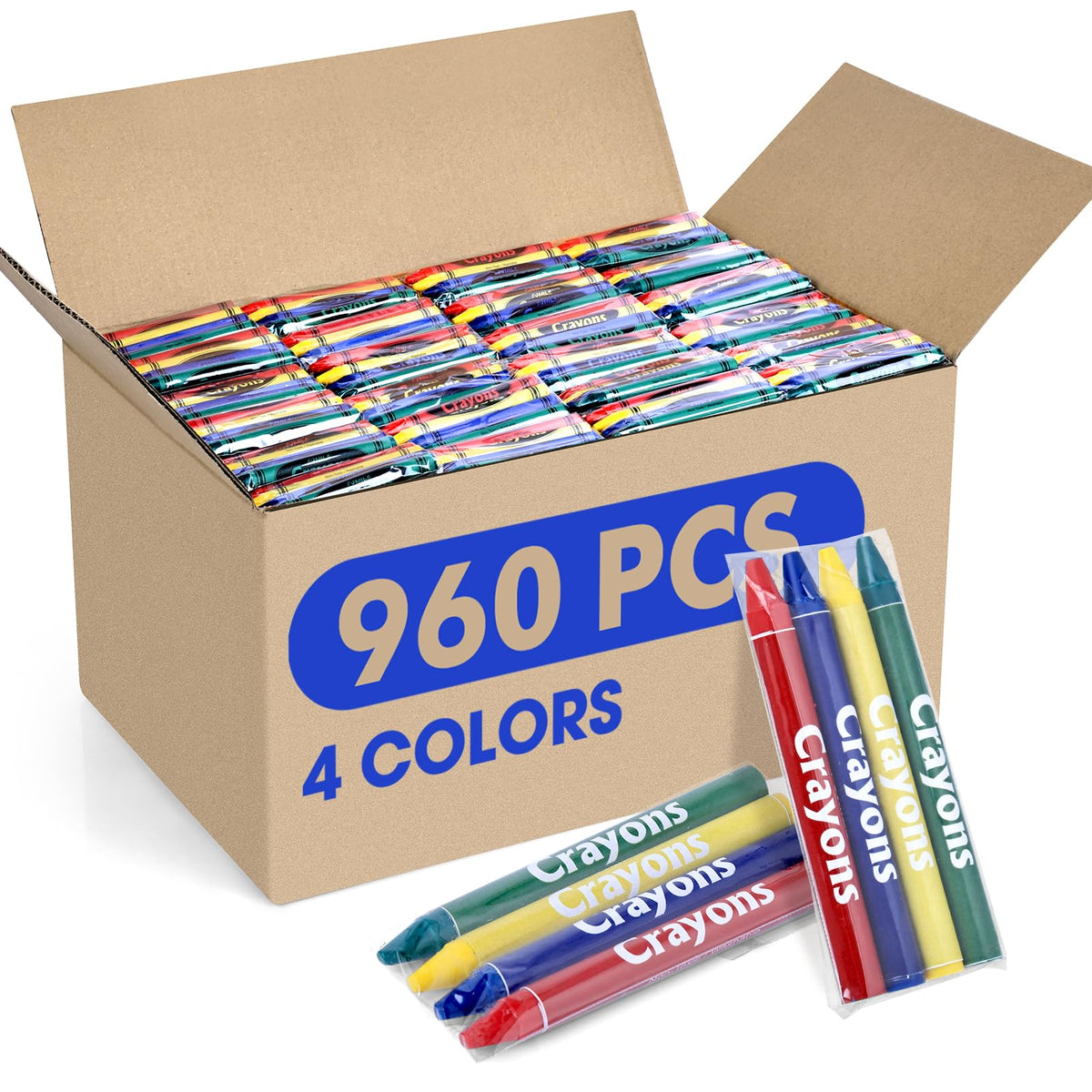 FUMILE 1600 Count Crayon (400 Sets of 4 Colors), Crayons Bulk Individual Packs, Non-Toxic Mini crayons for Kids Party Favors, Restaurants, School Supplies, Travel and More Events