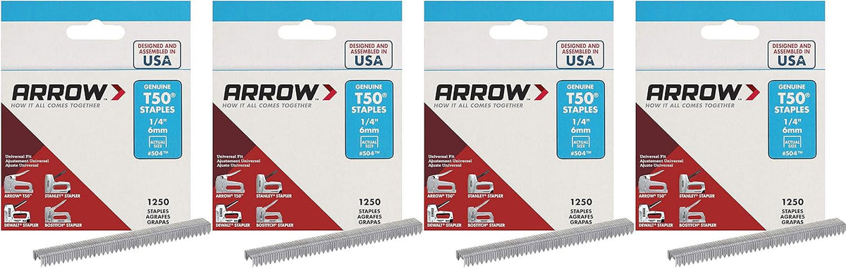Arrow Fastener 504 Genuine T50 1/4-Inch Staples, Pack of 4