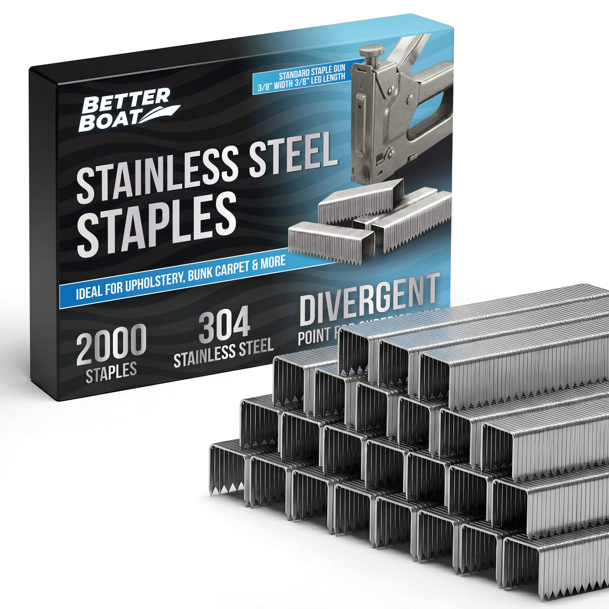 Better Boat Type T50 Stainless Steel Staples for Staple Gun, Heavy Duty