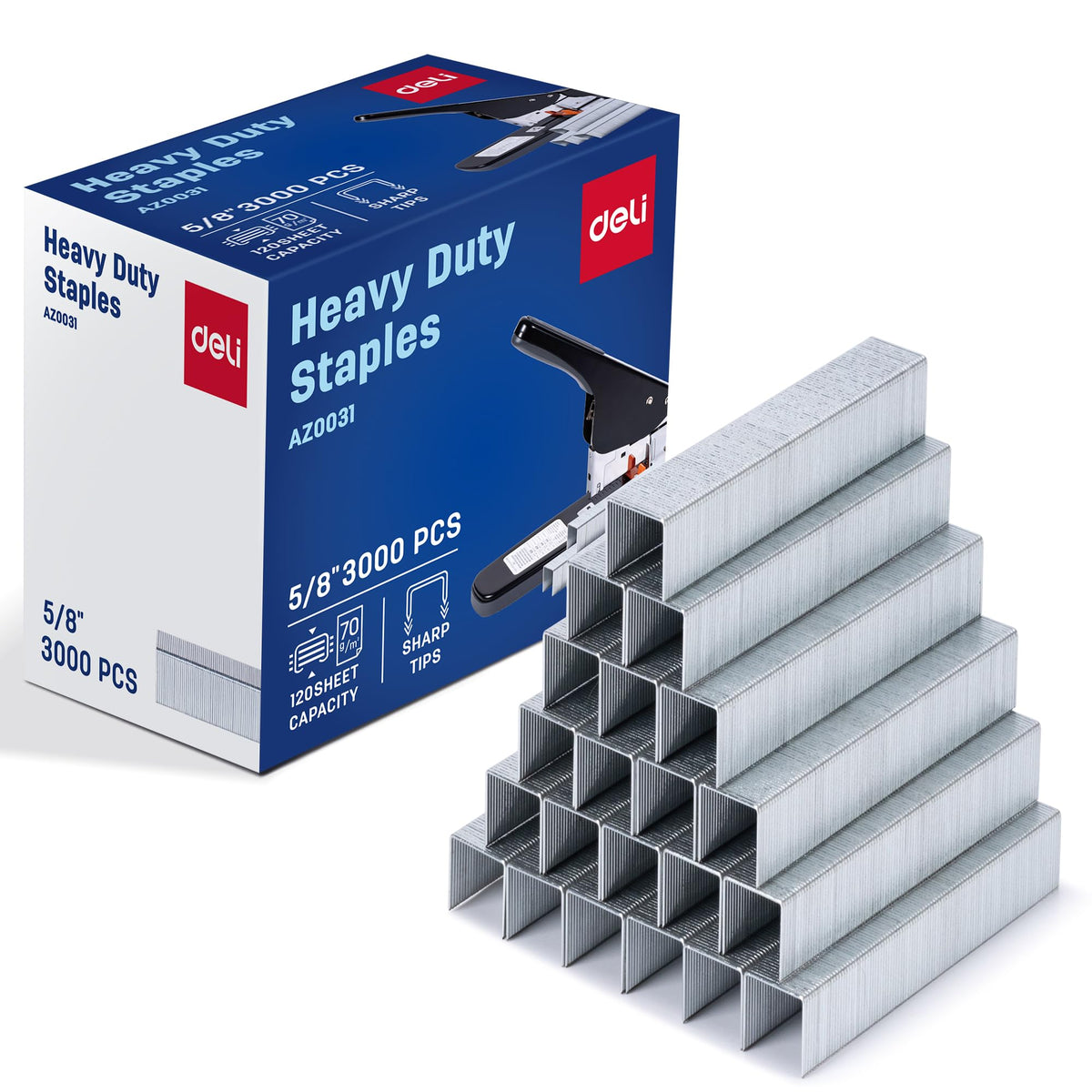 Deli Staples, 25000 Staples, 1/4'' Length, 210/Strip, 5 Boxes of 5000 Each