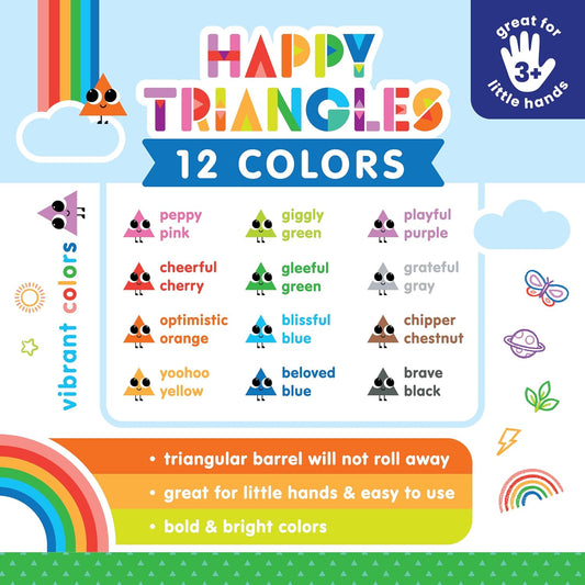 Ooly Jumbo Triangle Crayons for Toddlers, Set of 12