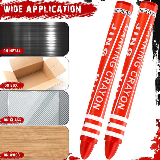 MotiMind 60 Pcs Industrial Lumber Crayons Bulk Wax Tire Marker Construction Marker for Craft Detailed Marking on Lumber Metal Carton Ceramics Concrete Glass Plastic 4.45" x 0.43" (Red)
