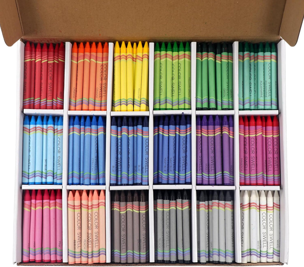 Color Swell Crayon Classroom Bulk Pack, 16 Colors (720 Total)