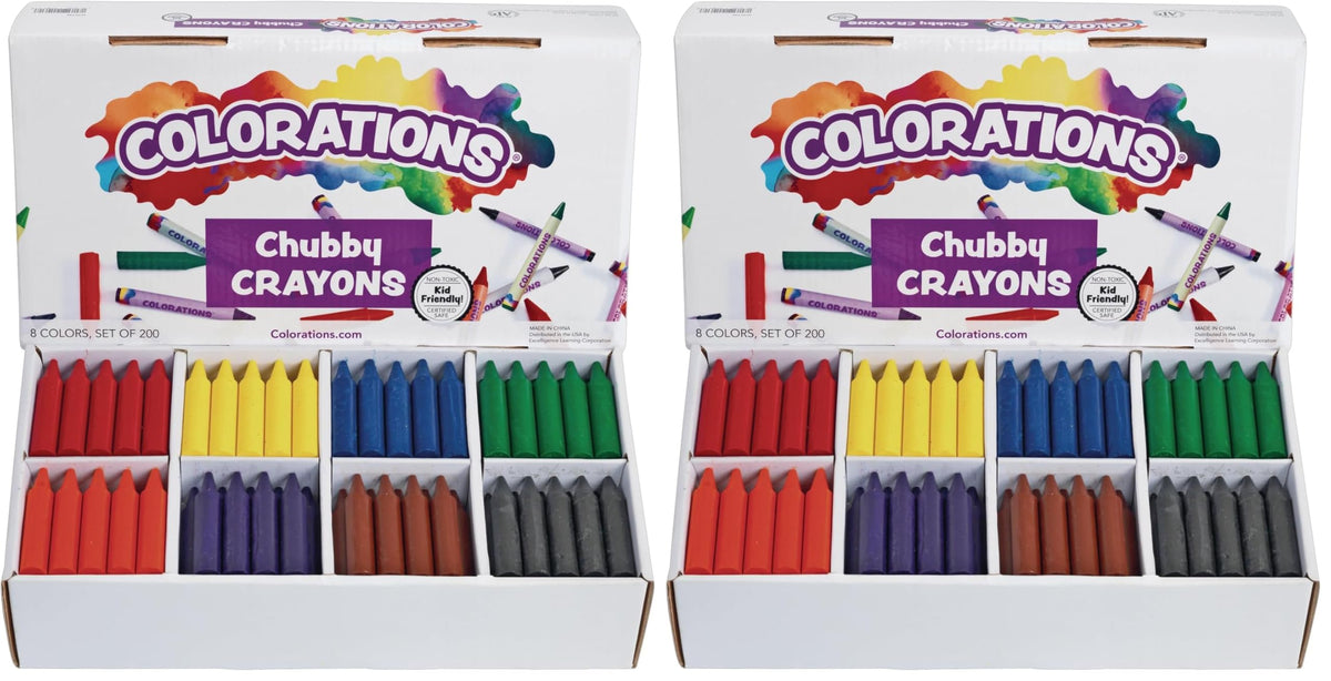 Colorations Chubby Crayons for Kids, 200 Count, 8 Colors