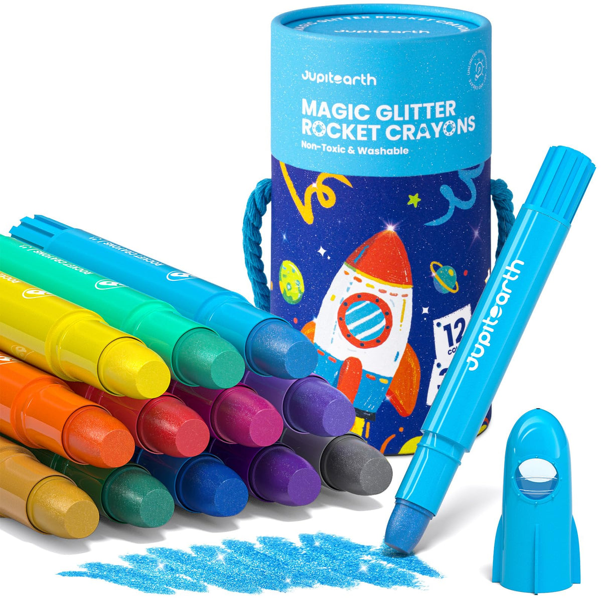 JUPITEARTH 12 Colors Twist Crayons for Toddlers 1-3, Non-Toxic, Washable