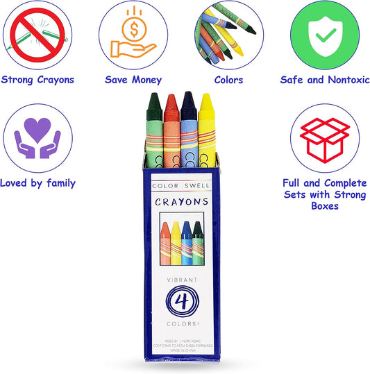 Color Swell Bulk Crayons, 4 Crayon Colors Per Pack, 300 Packs (1200 Total)