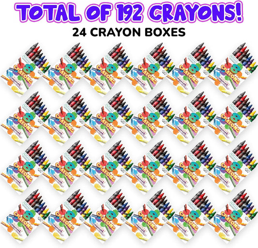 ArtCreativity Bulk Crayon Packs, 24 Sets of 8 Packs of Crayons (192 count), Classroom Crayons for Students, Non-Toxic Crayon Party Favors for Kids, Arts & Crafts Supplies 3+