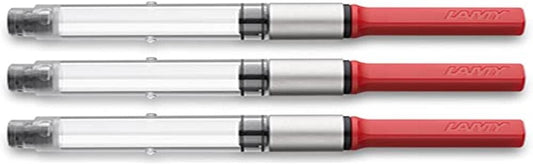 Lamy Z28 converter in red (3 pcs) fountain pens abc, safari, joy, AL-star, Lx, nexx - for use with ink bottles - replacement for ink cartridges