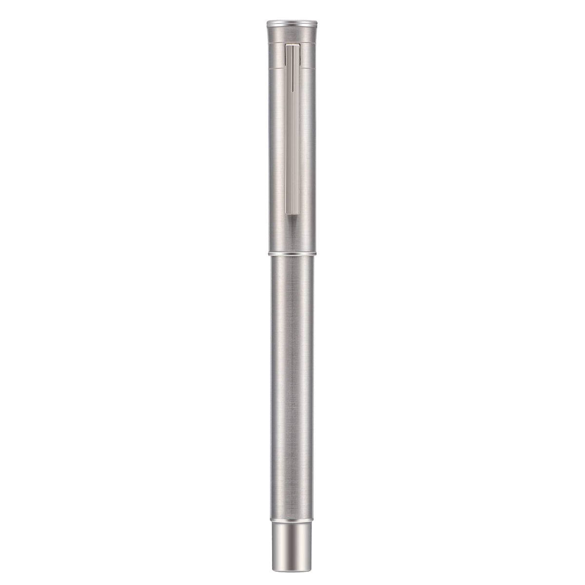 HONG DIAN Forest Pro Silver Stainless Steel Fountain Pen, Extra Fine Nib Classic Design Smooth Writing Pen with Converter and Metal Pen Case Set