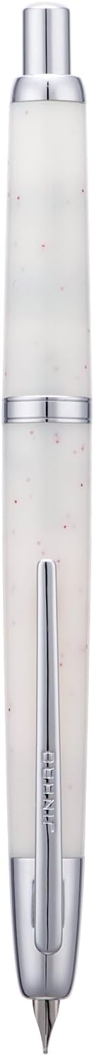 Jinhao 20 Press Fountain Pen, Snow White Retractable Medium Nib with Ink Converter Set (Silver Clip)
