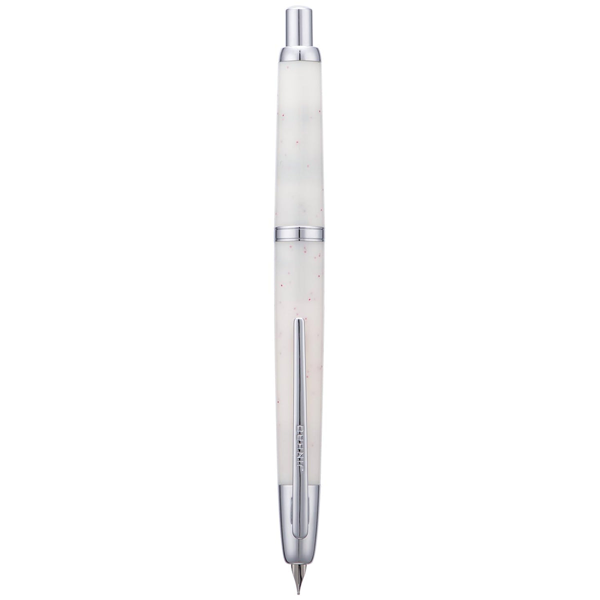 Jinhao 20 Press Fountain Pen, Snow White Retractable Medium Nib with Ink Converter Set (Silver Clip)