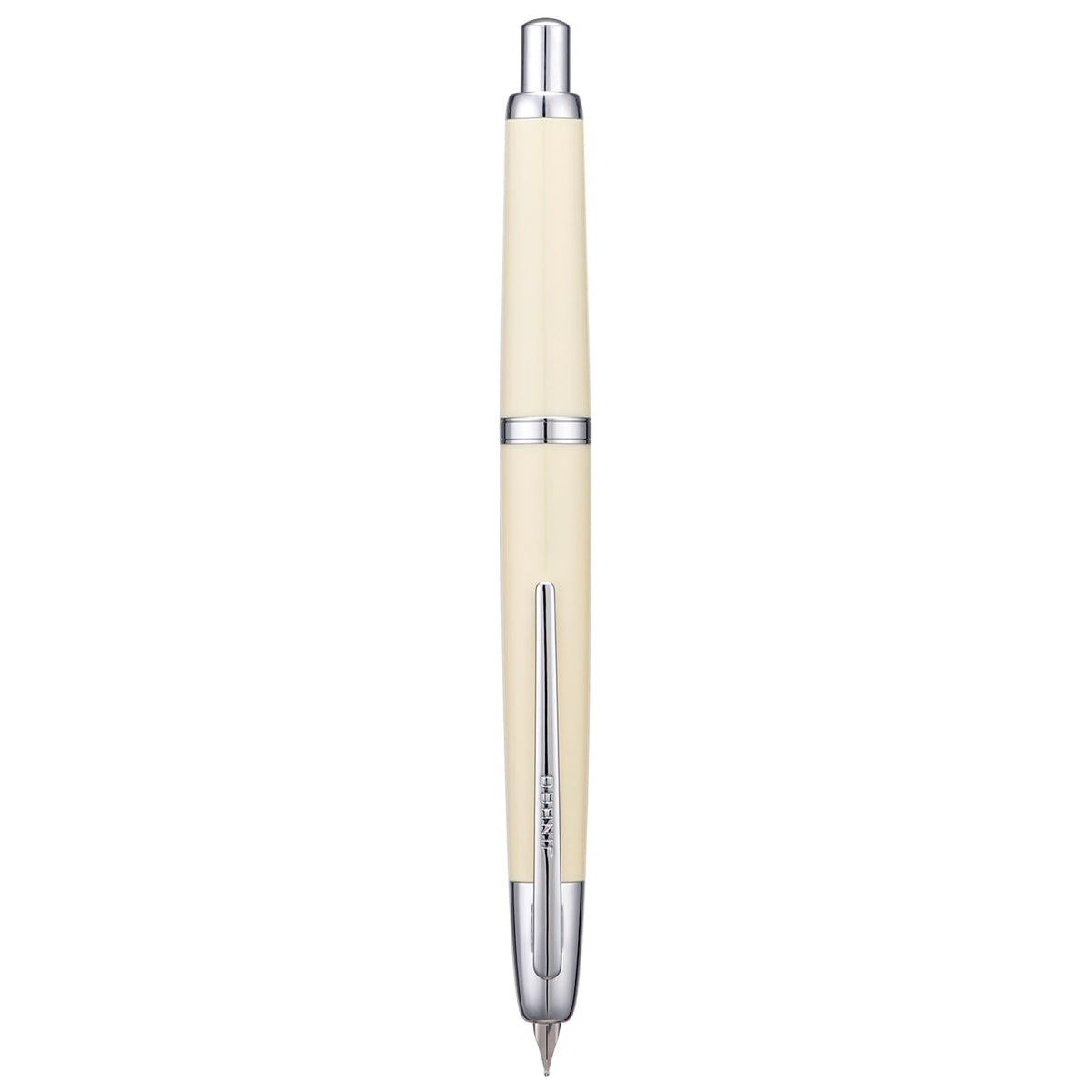Jinhao 20 Press Fountain Pen, Snow White Retractable Medium Nib with Ink Converter Set (Silver Clip)