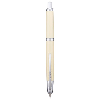 Jinhao 20 Press Fountain Pen, Snow White Retractable Medium Nib with Ink Converter Set (Silver Clip)