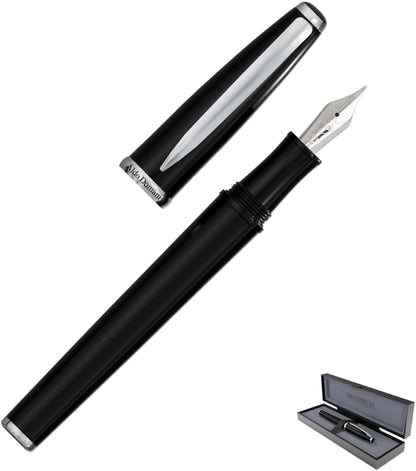 Monteverde USA Aldo Domani Fountain Pen Black – Medium Nib – Free Ink Bottle, Converter & Cartridges – Smooth JoWo German Nib – Elegant Gift Pen in Box