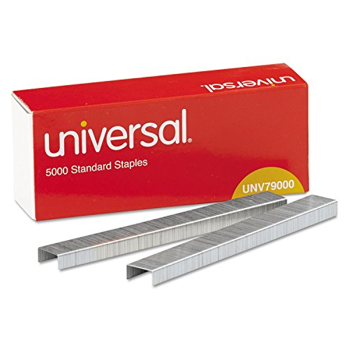 Universal Standard Staples, Chisel Point, Steel, 5000 / Box, Pack of 5
