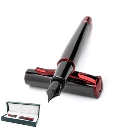Monteverde USA Impressa Fountain Pen Gun Metal with Red Trim - Extra Fine Point - JoWo German Nib