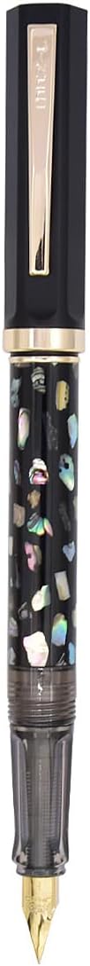 Jinhao 58 Fountain Pen, Iridium Extra Fine Nib with Shell Carving Classic Design Smooth Writing Fountain Pen with Ink Converter - Black