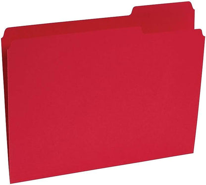 Staples Reinforced Colored File Folders, Letter, 3-Tab, Red, 100/Bx