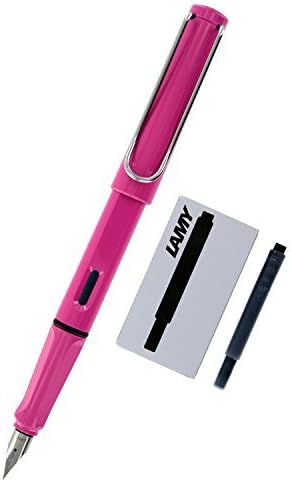 Lamy Safari Fountain Pen (19M) White & 5 Black Ink Cartridges