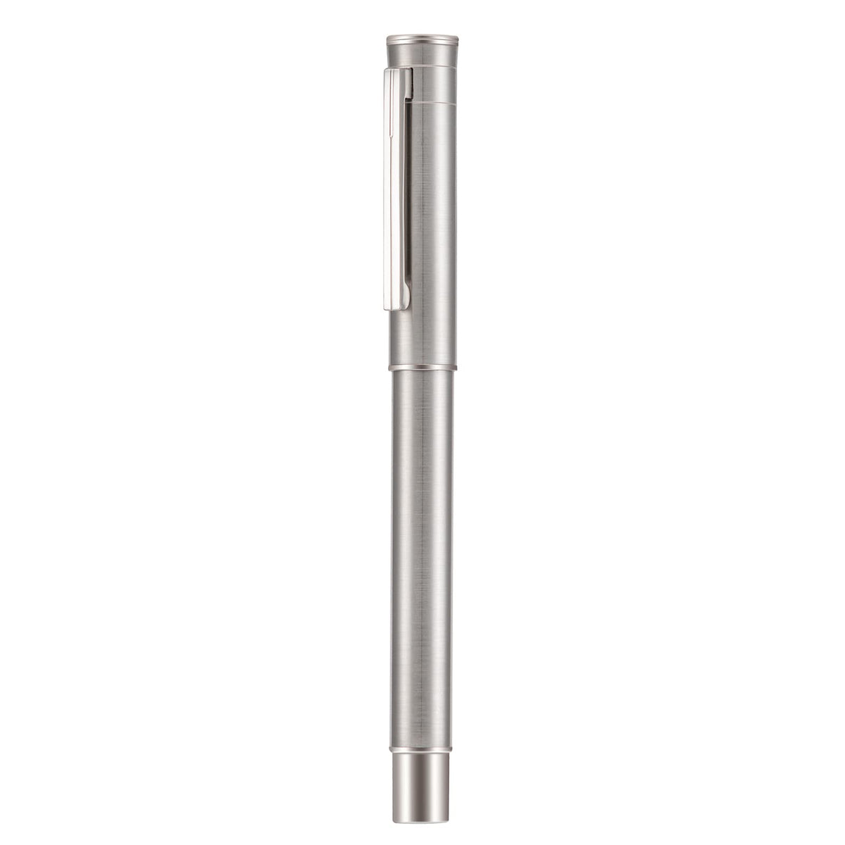 HONG DIAN Forest Pro Silver Stainless Steel Fountain Pen, Extra Fine Nib Classic Design Smooth Writing Pen with Converter and Metal Pen Case Set
