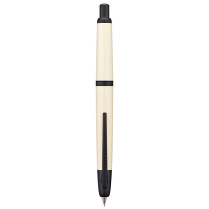 Jinhao 20 Press Fountain Pen, Snow White Retractable Medium Nib with Ink Converter Set (Silver Clip)