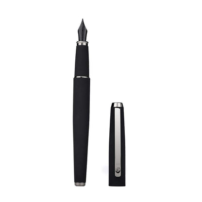 Hongdian 517D Matte Black Fountain Pen Stell Fine Point, Warrior Series, Classic Design with Converter and Metal Case